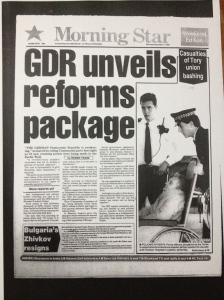 The Morning Star from 11 Nov, 1989 (all pics from microfilm copies of the paper so text is probably unreadable)