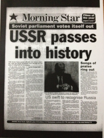 MS announcing the end of the Soviet Union in December 1991