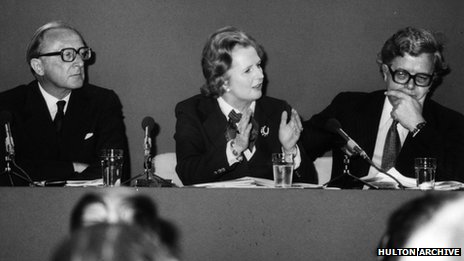 Lord Carrington, Margaret Thatcher and Sir Geoffrey Howe in 1981